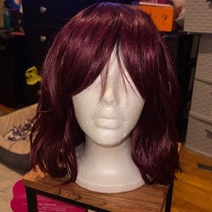 Brand new burgundy short wig with bangs